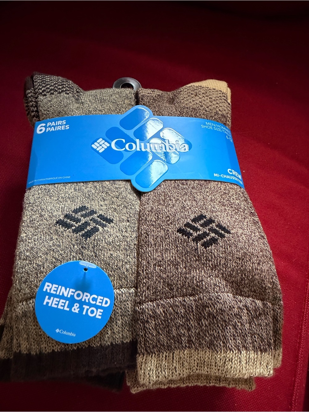 Columbia Men's Crew Socks - Brown & Tan Multi